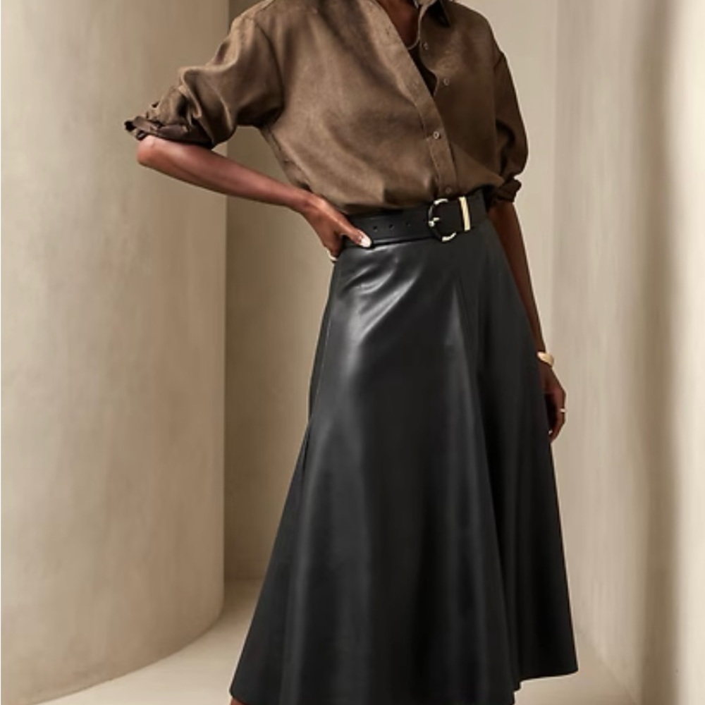 Banana Republic Leather Midi Skirt